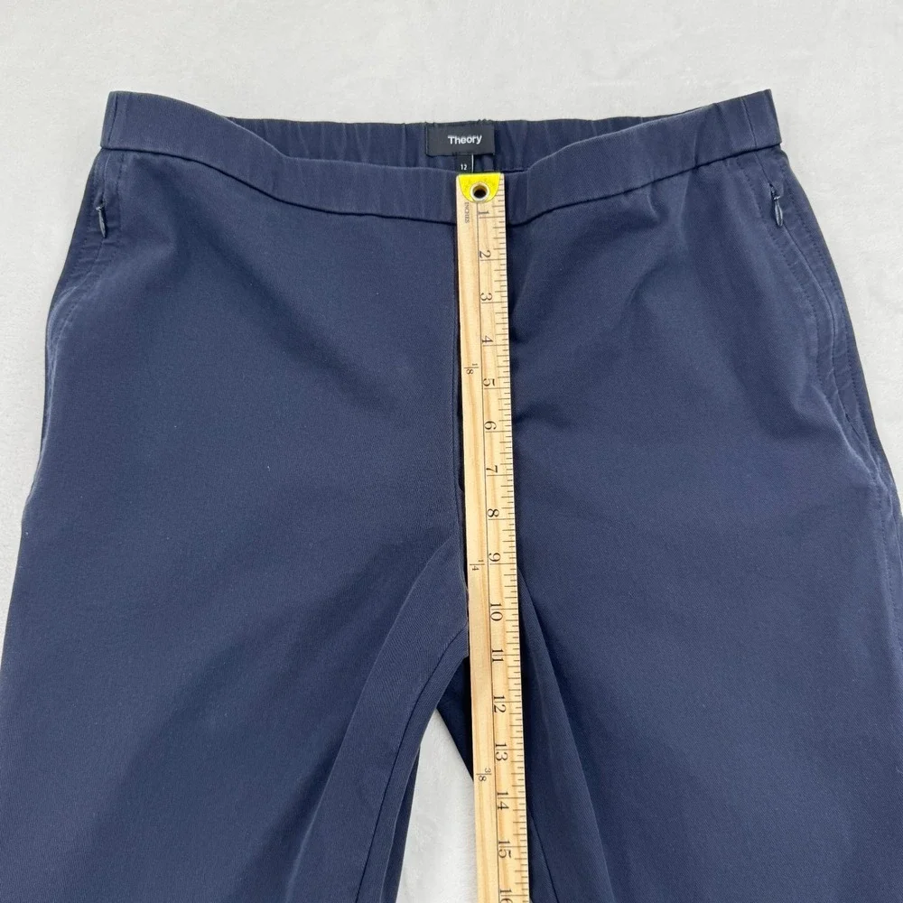Theory Basic Pull On Pant Women 12 Navy Blue Good Approach Twill Straight